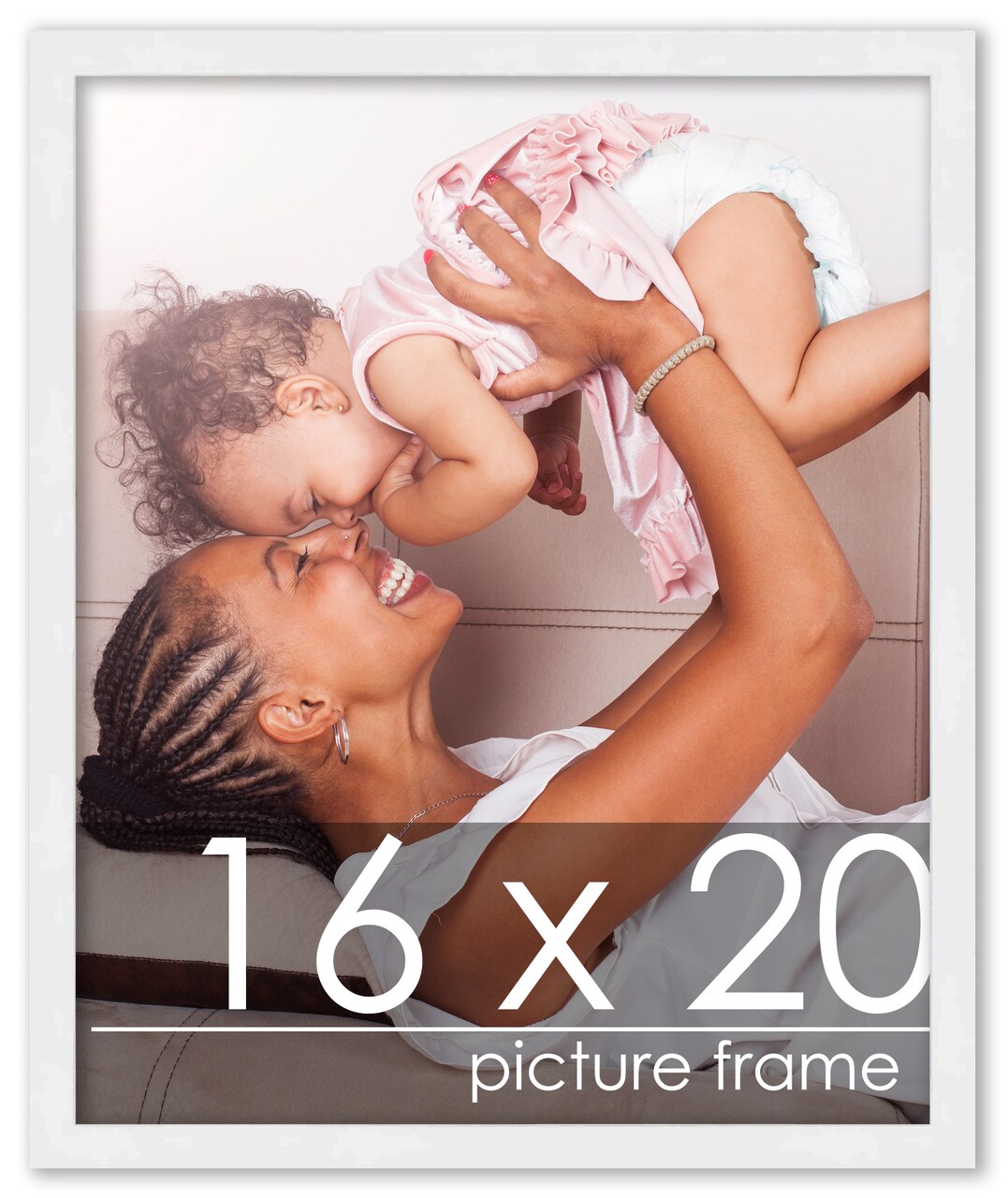 16x20 White Wood Picture Frame - UV Acrylic, Foam Board Backing, Hanging Hardware